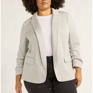 Scoop Ultimate ScubaKnit Relaxed Blazer Scrunch Sleeves Size XL Heather Grey